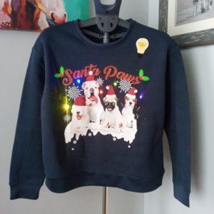 Santa Paws light up Christmas sweatshirt (video in pictures) Size Large